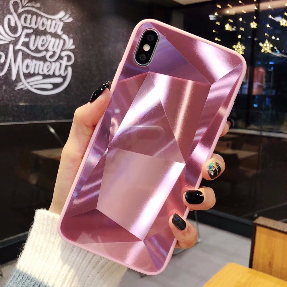 Diamond Texture Mirror Phone Case for iPhone