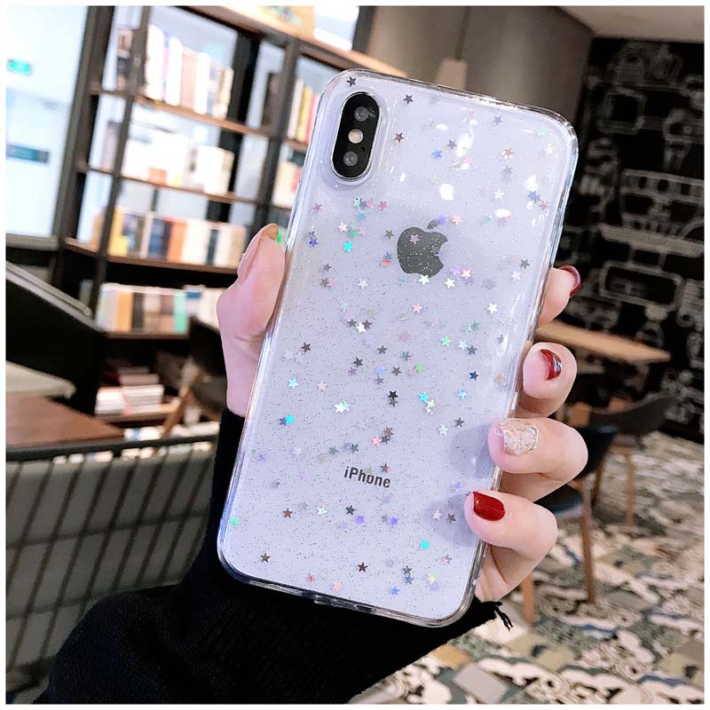 Bling Star Glitter Clear Silicone iPhone Case