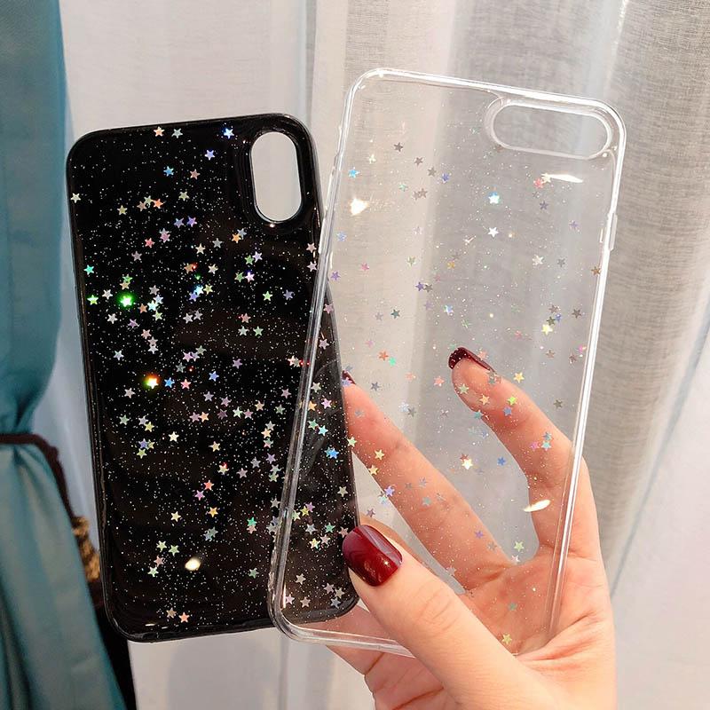 Bling Star Glitter Clear Silicone iPhone Case