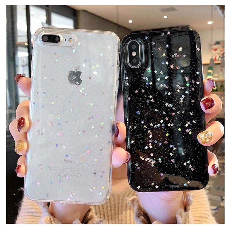 Bling Star Glitter Clear Silicone iPhone Case