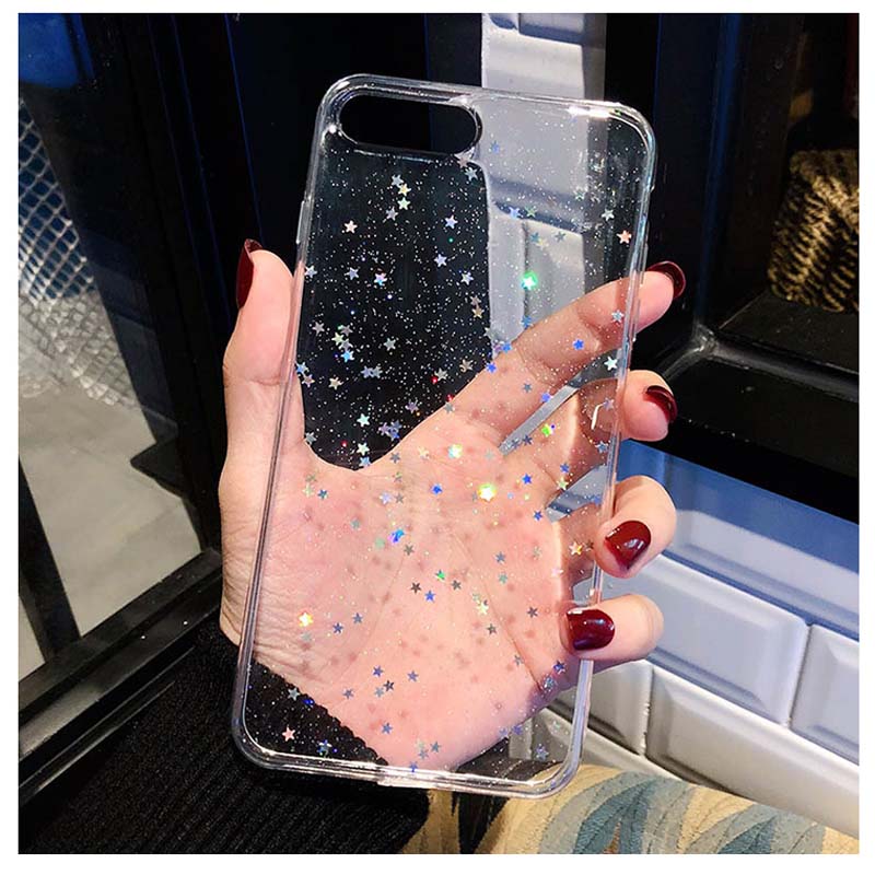 Bling Star Glitter Clear Silicone iPhone Case