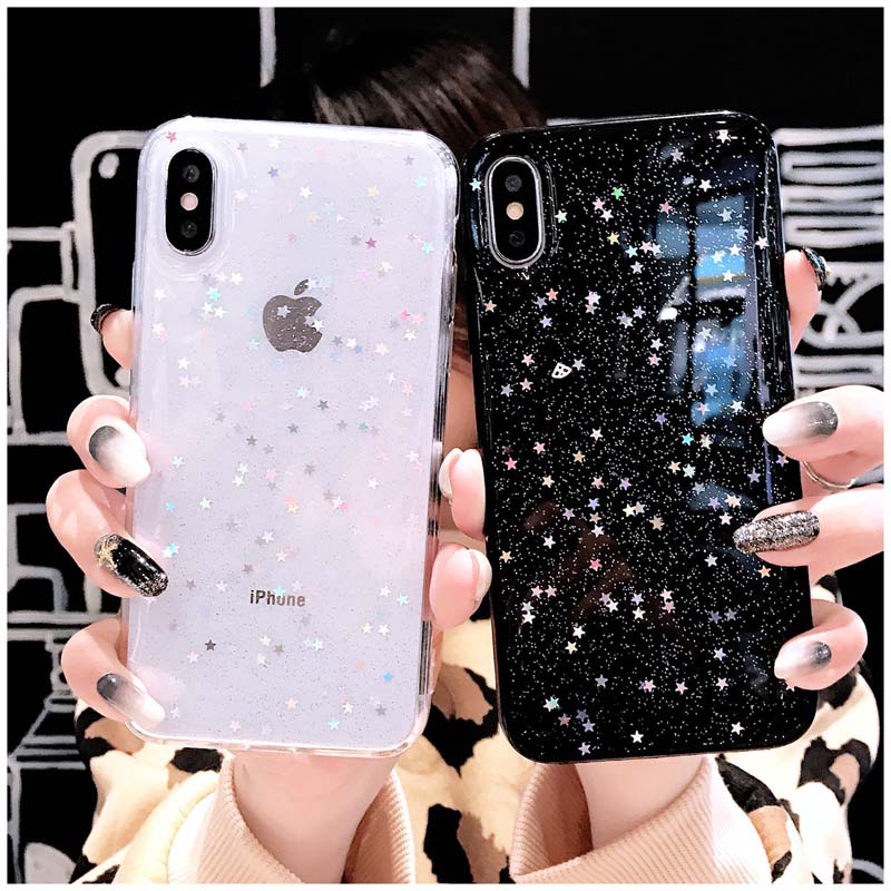 Bling Star Glitter Clear Silicone iPhone Case