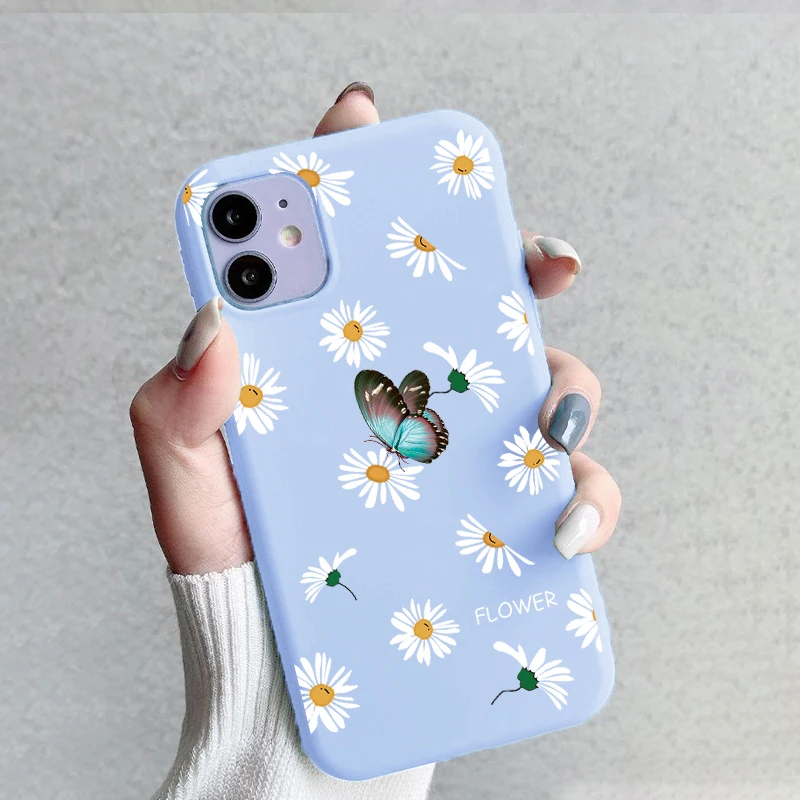 Butterfly Printed Blue Silicone Phone Case for iPhone