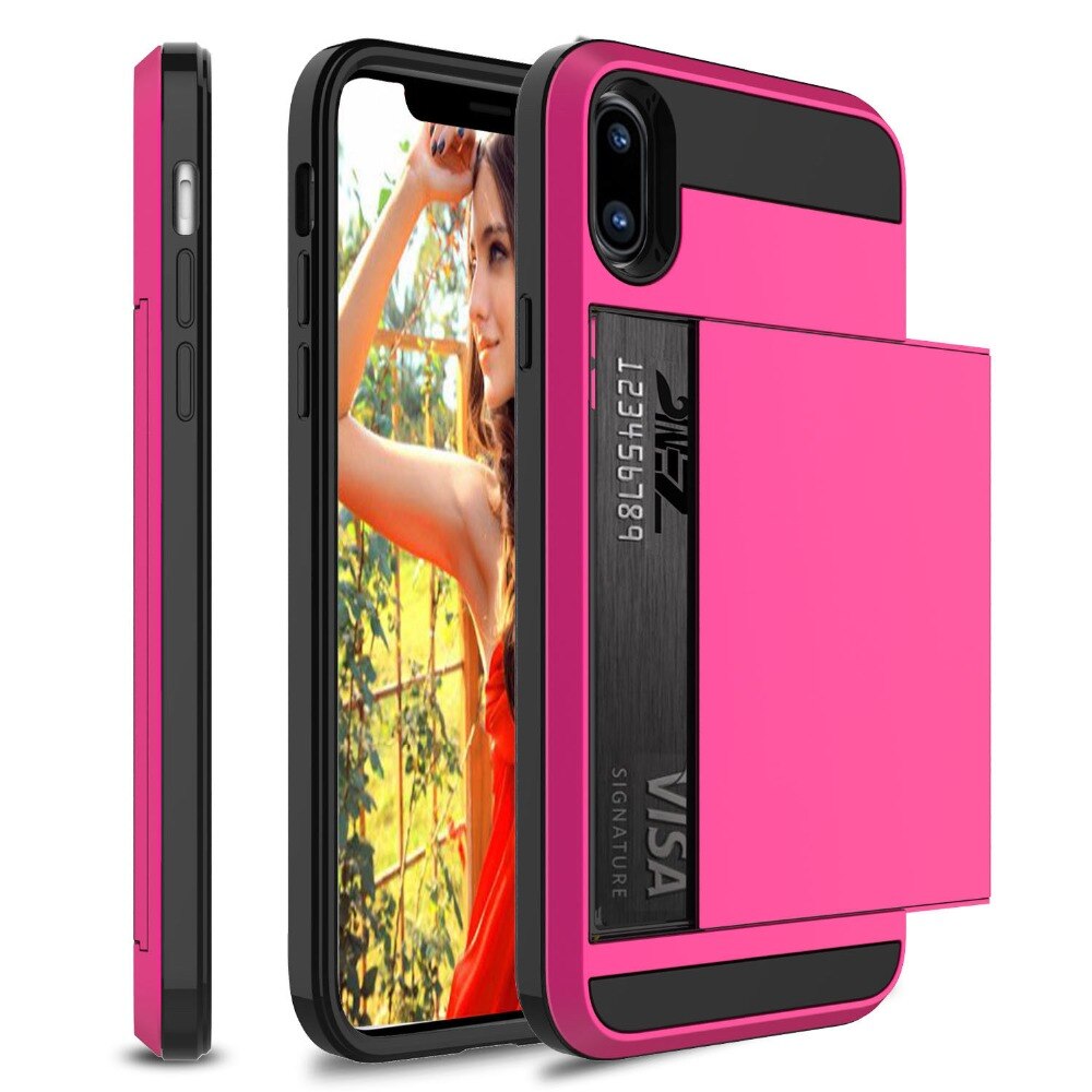 Slide Credit Card Slot Wallet Phone Case for iPhone