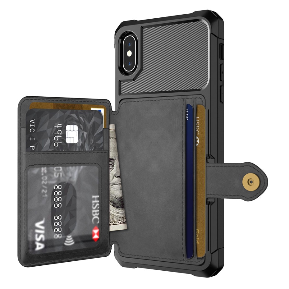 Retro PU Leather Magnetic Wallet Case for iPhone