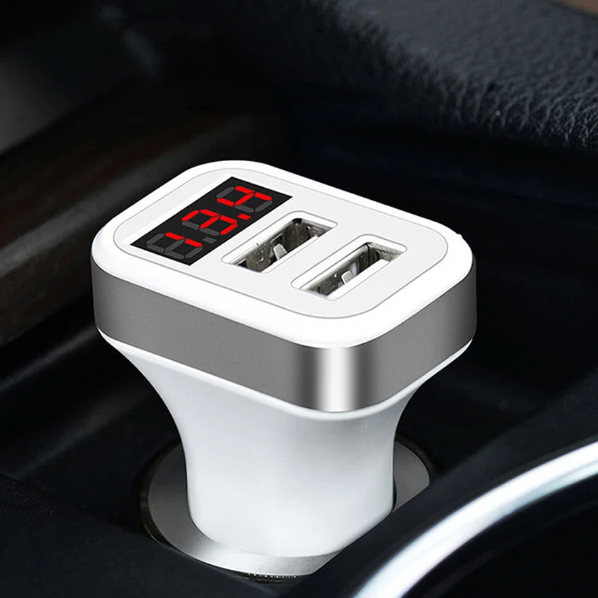 Dual USB Car Charger with Display