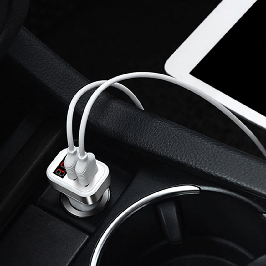 Dual USB Car Charger with Display