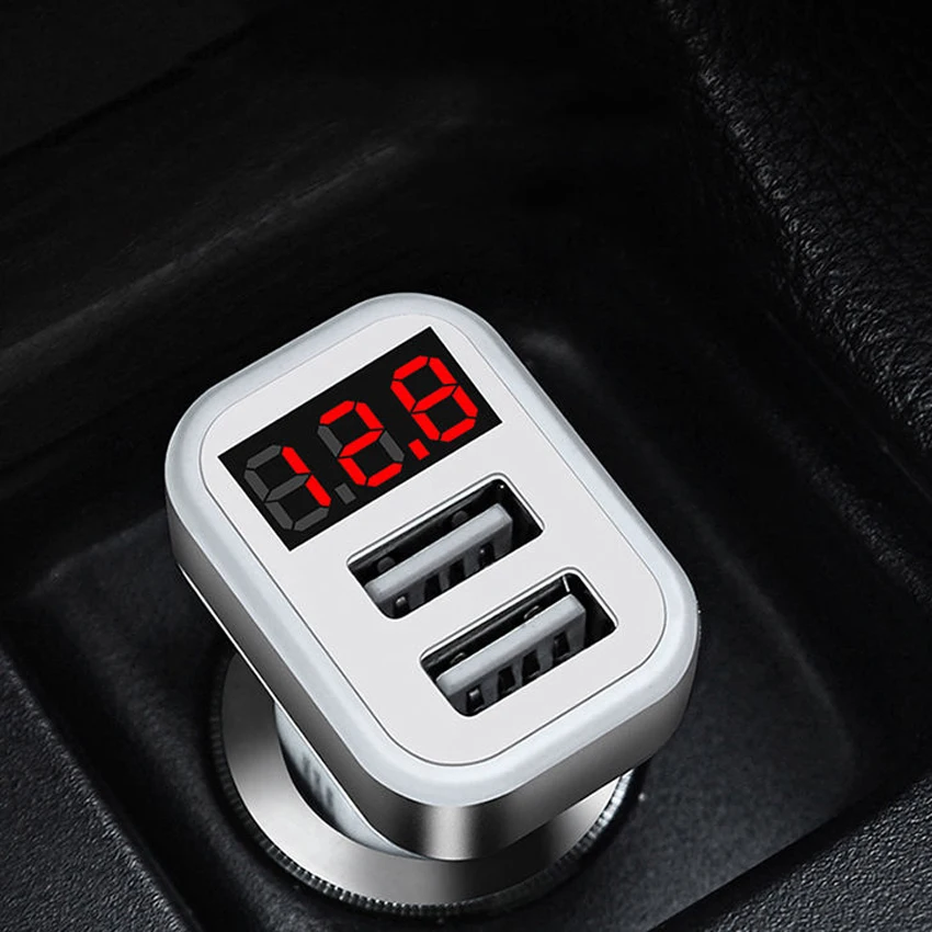 Dual USB Car Charger with Display