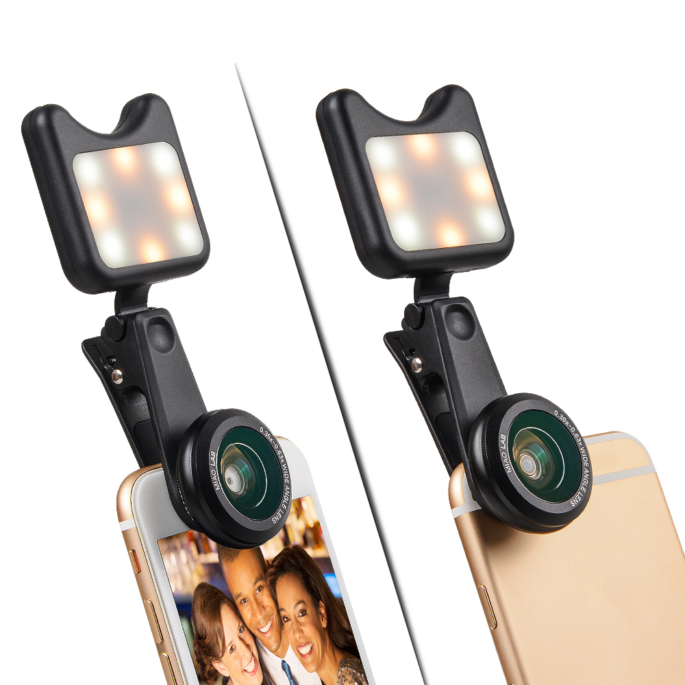 Universal Wide Angle Phone Lens with LED Light