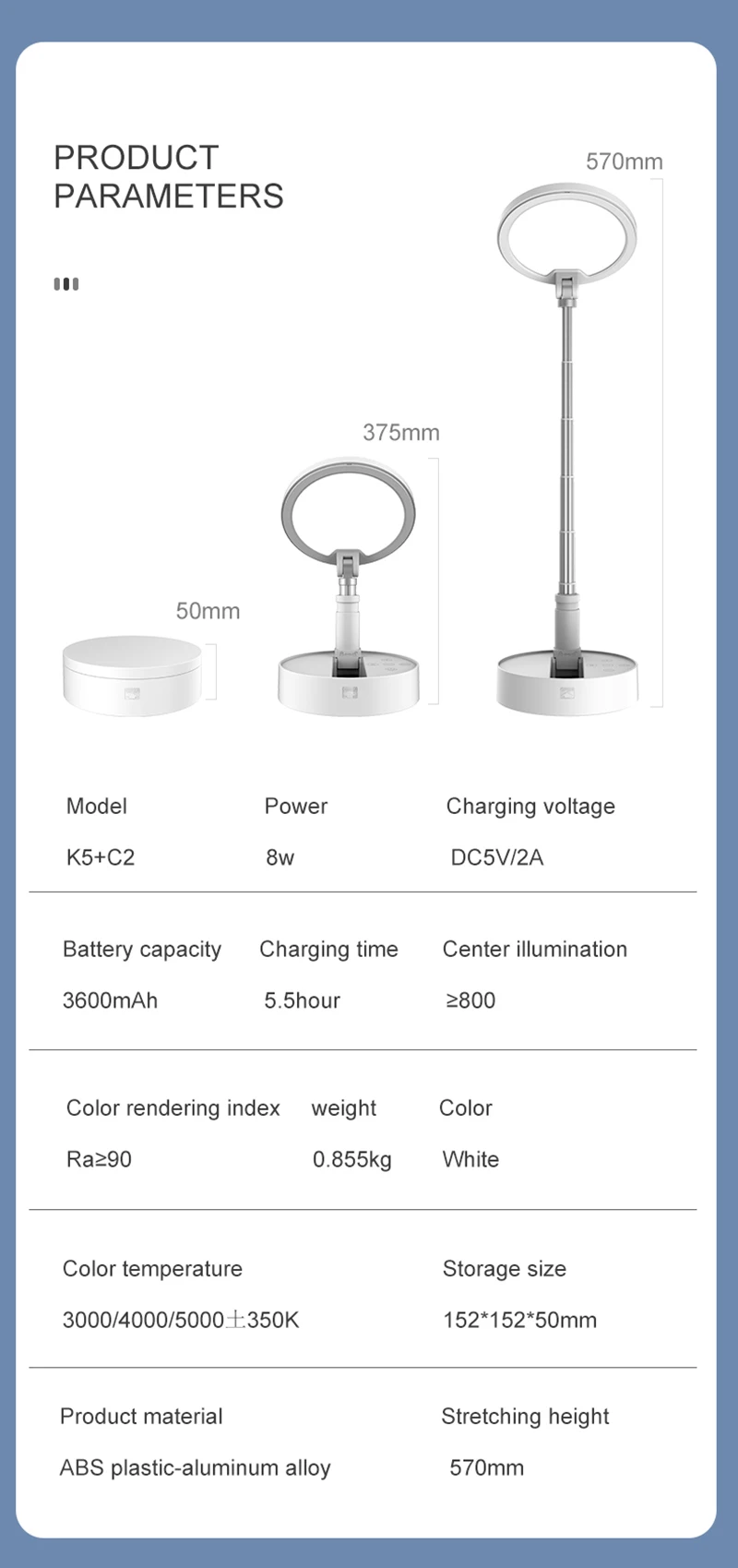 Portable Round Tripod Light