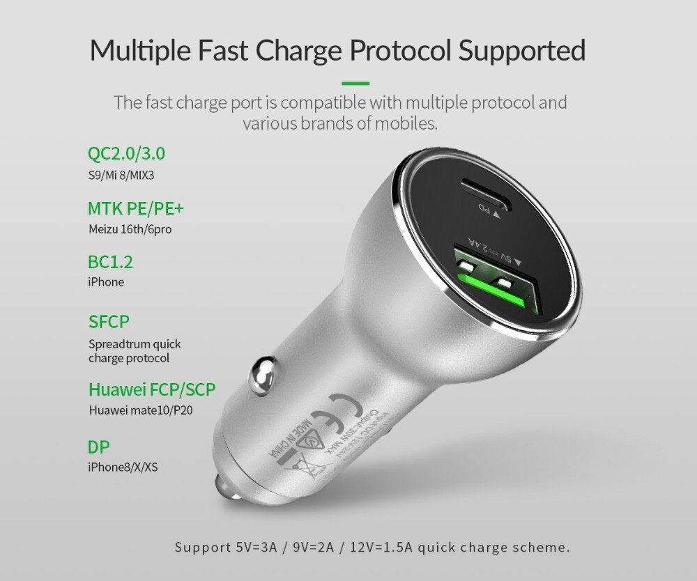 PD 3.0 USB Car Charger