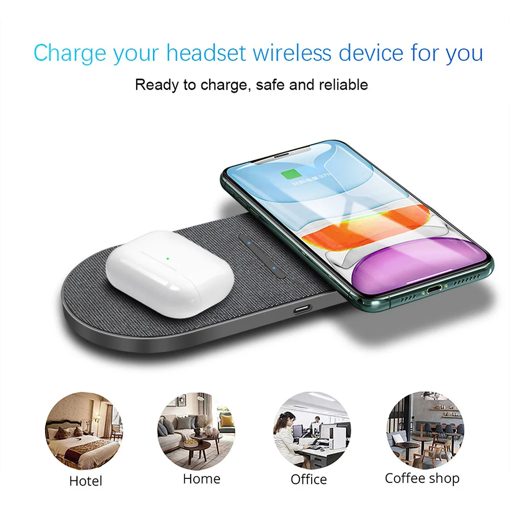 2 in 1 Dual Wireless Fast Charging Pad