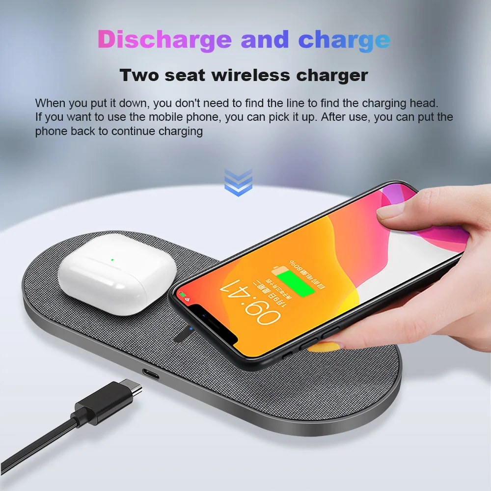 2 in 1 Dual Wireless Fast Charging Pad