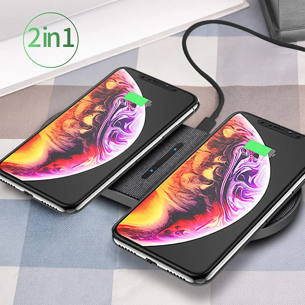 2 in 1 Dual Wireless Fast Charging Pad