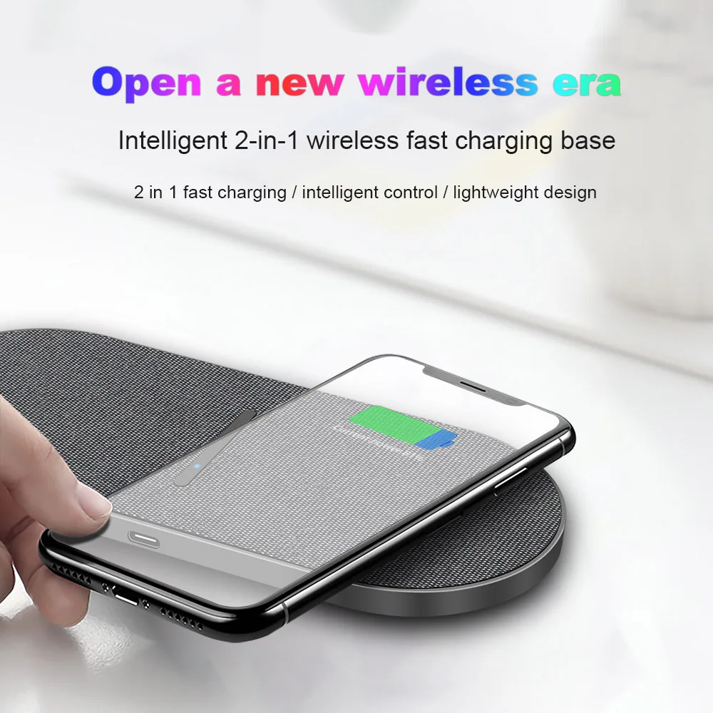 2 in 1 Dual Wireless Fast Charging Pad