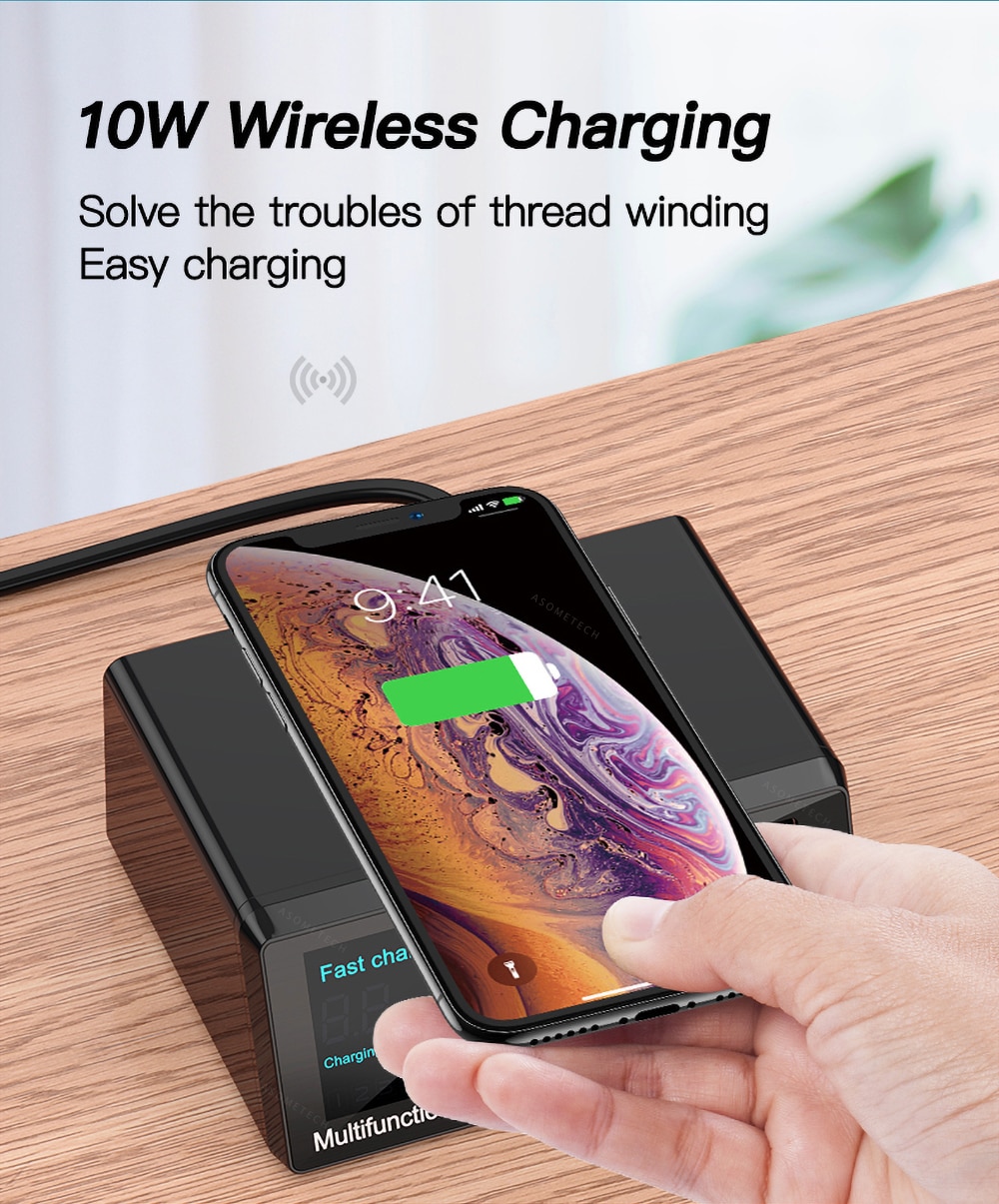 8 USB Ports and Wireless Charge Charging Station AU EU US UK Plug