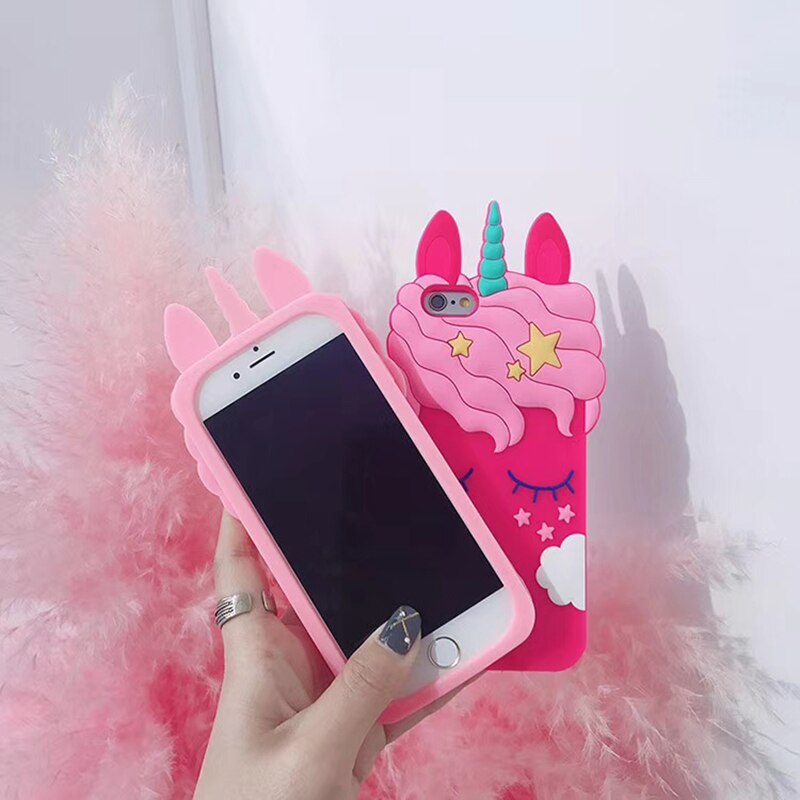 3D Cartoon Unicorn Soft Silicone Case for iPhone