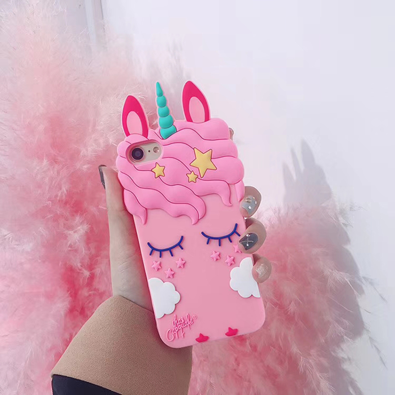 3D Cartoon Unicorn Soft Silicone Case for iPhone