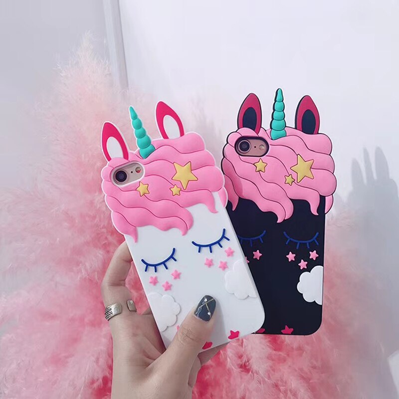 3D Cartoon Unicorn Soft Silicone Case for iPhone